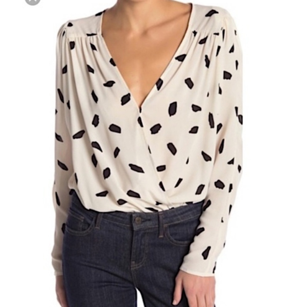 ASTR the Label Drape Front Long Sleeve Bodysuit XS